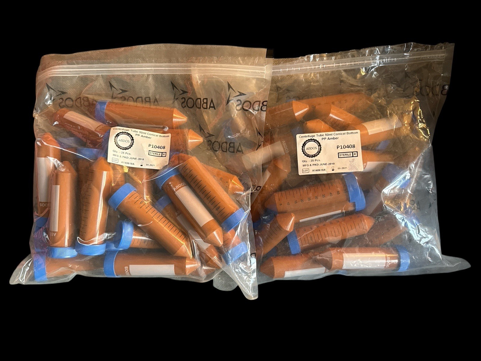 Amber 50ml Centrifuge Tube RNase/DNase-Free 49 Pc Lot Sterile Screw Top Conical