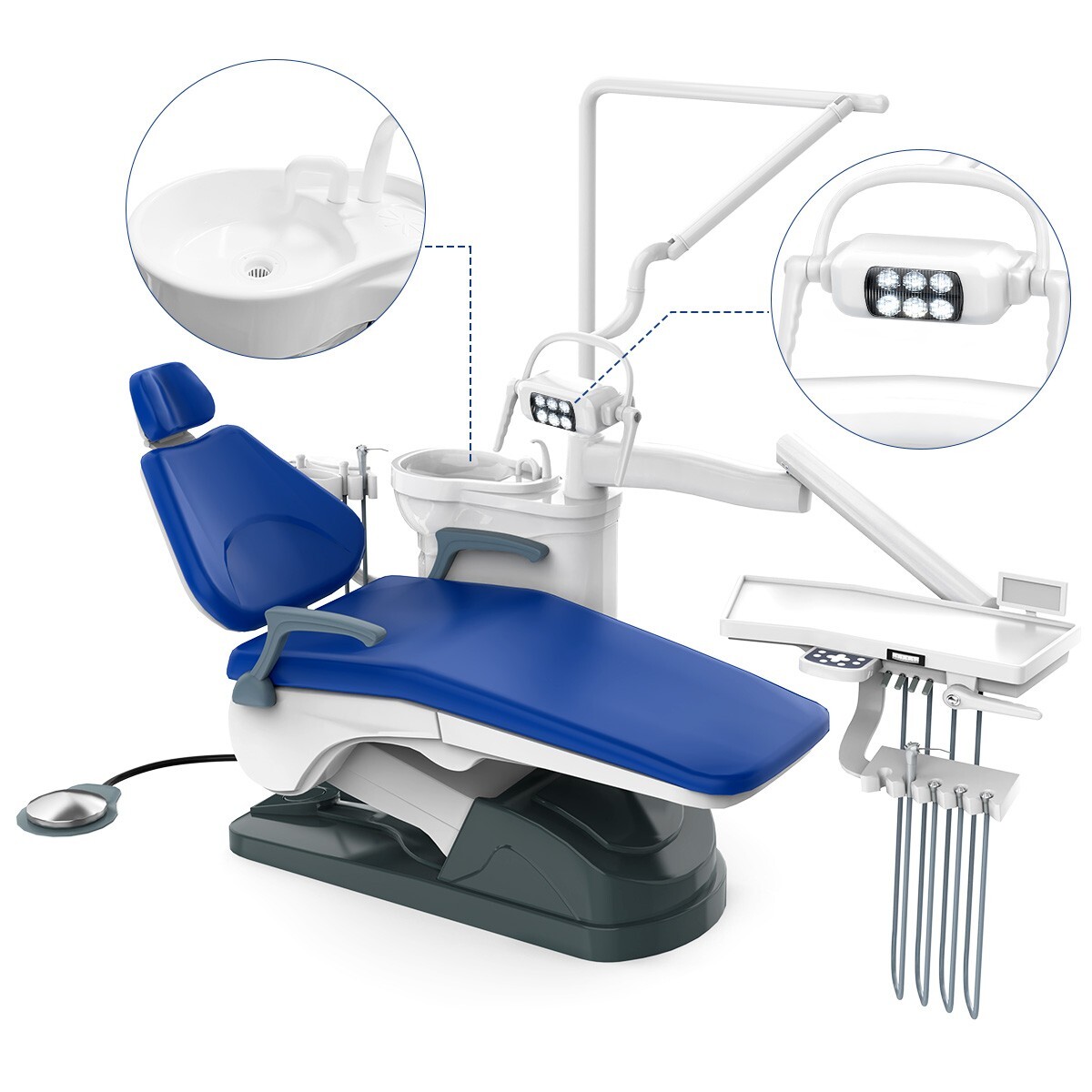 Dental Unit Chair Computer Controlled DC Motor Integral PU Hard Leather & Stool
