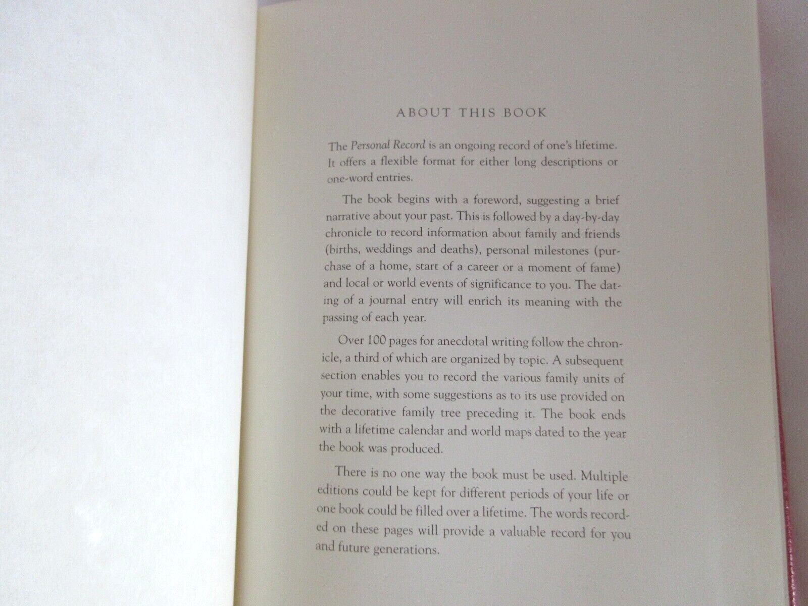 Personal Record: A Lifetime Memoir 8″ Leather Journal Graphic Image
