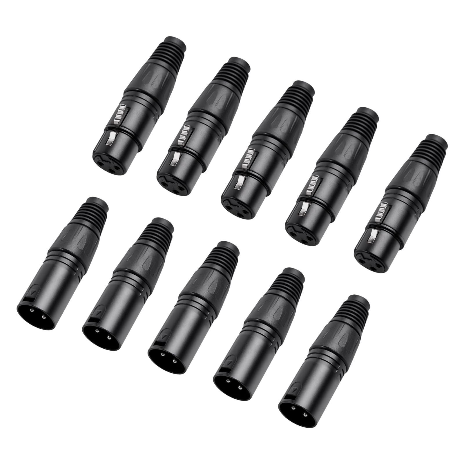 10 Pack XLR Connectors,5-PairXLR 3 Pin Male/Female Plugs Audio Mic Microphone…