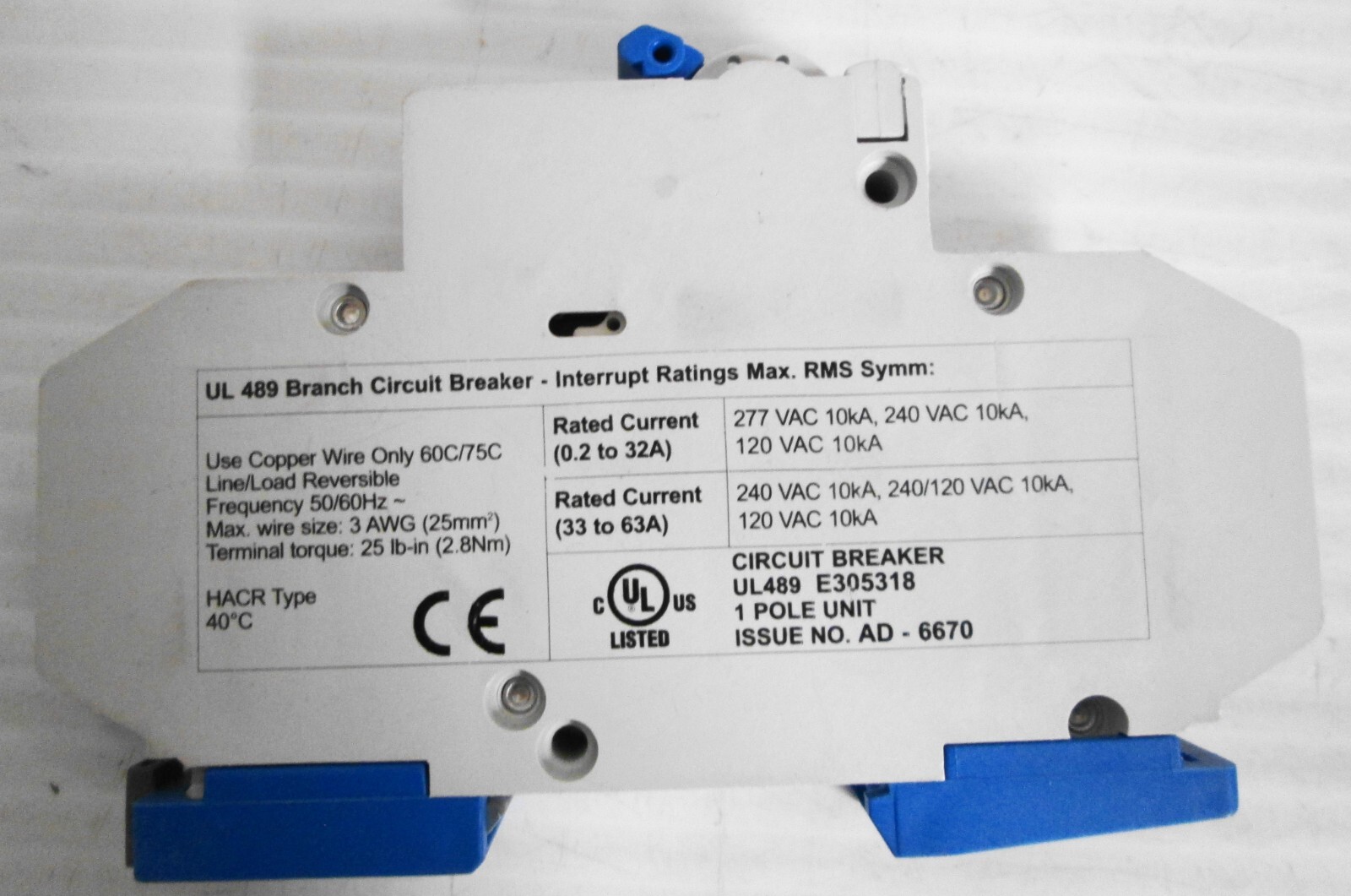 Altech UL 489 D1 Branch Circuit Breaker 1P 1A 277VAC 10kA (4)