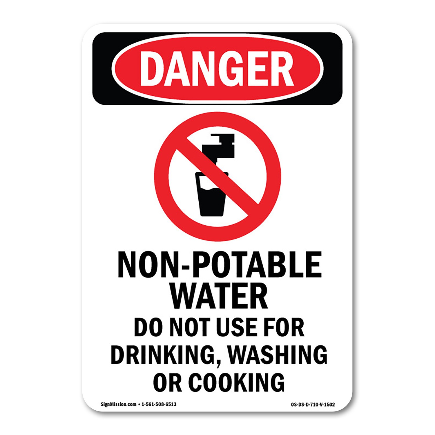 Non-Potable Water ANSI Danger Sign Metal Plastic Decal