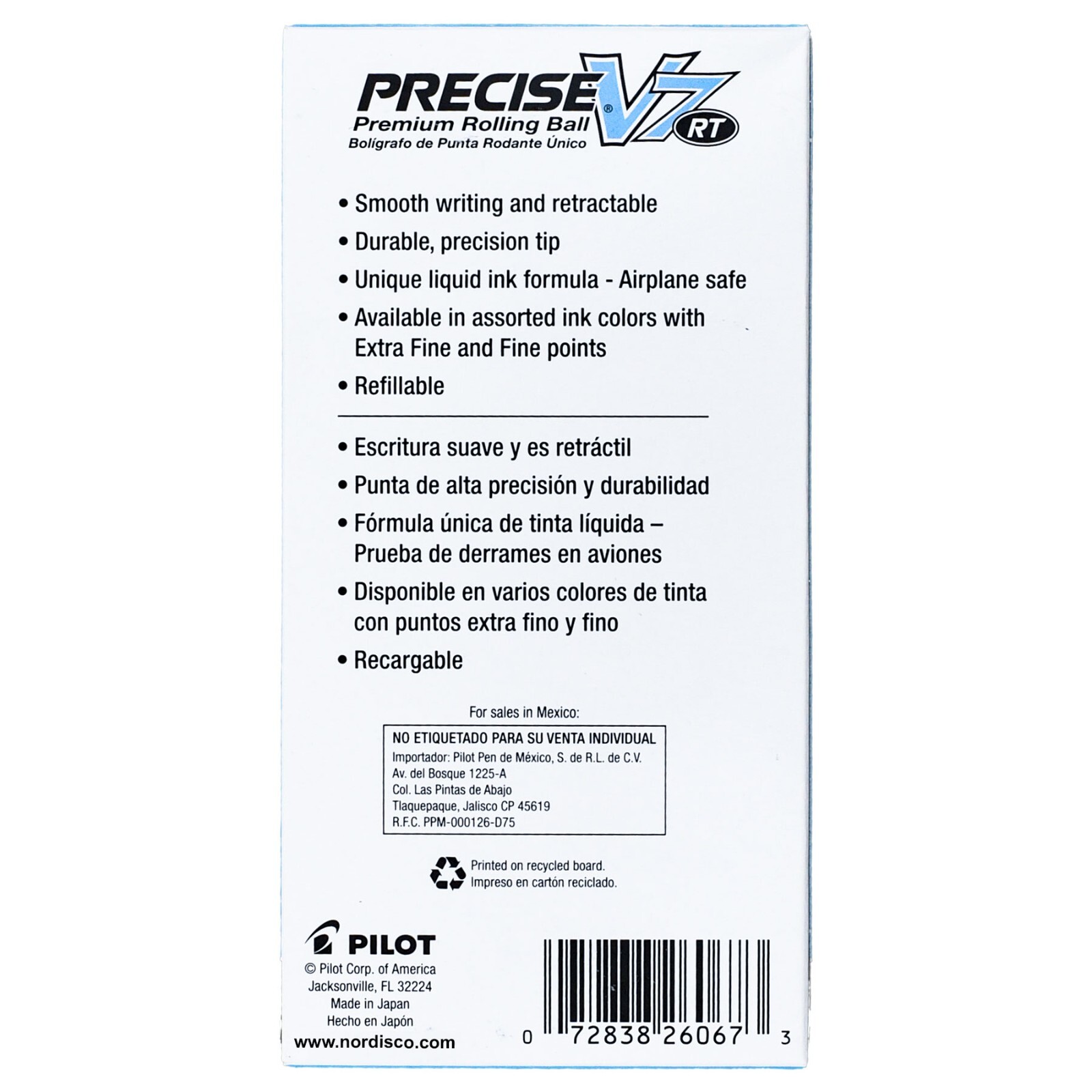 Pilot Precise V7 RT, 3 Pens With 4 Packs of Refills, Black Ink, 0.7mm Fine Point