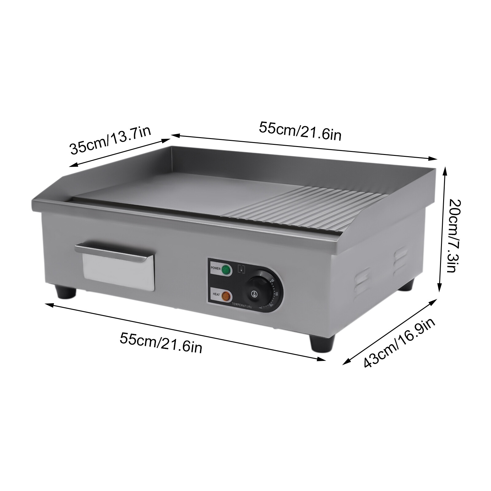 22″ Commercial Electric Tabletop Griddle Flat Top Grill Hot Plate BBQ 1600W