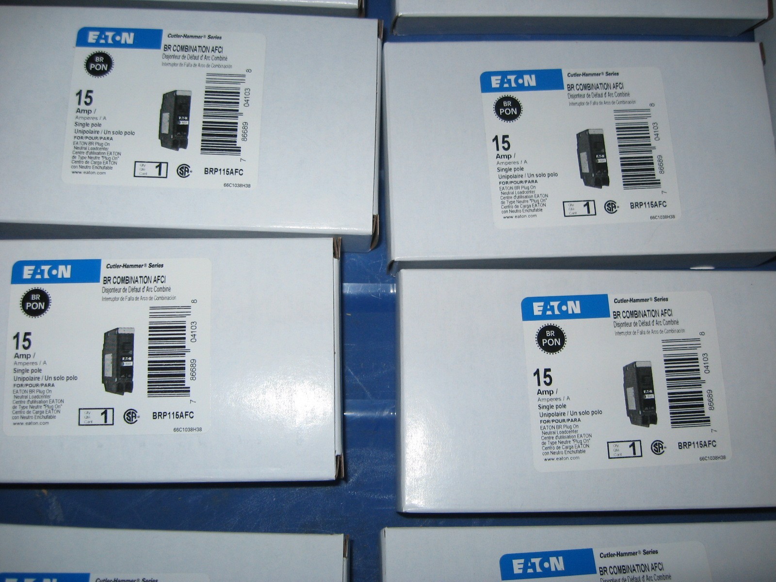 » Lot of 10 » New Eaton Cutler Hammer Arc Fault Circuit Breakers 15A BRP115AFC