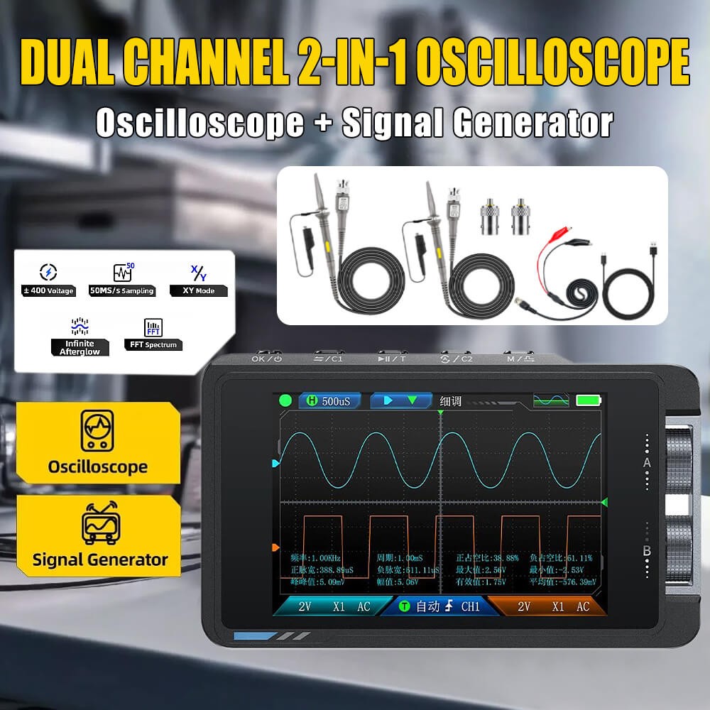 FNIRSI DS215H 2in1 Dual Channel Digital Oscilloscope Signal Generator 50MHz 250MSa/s
