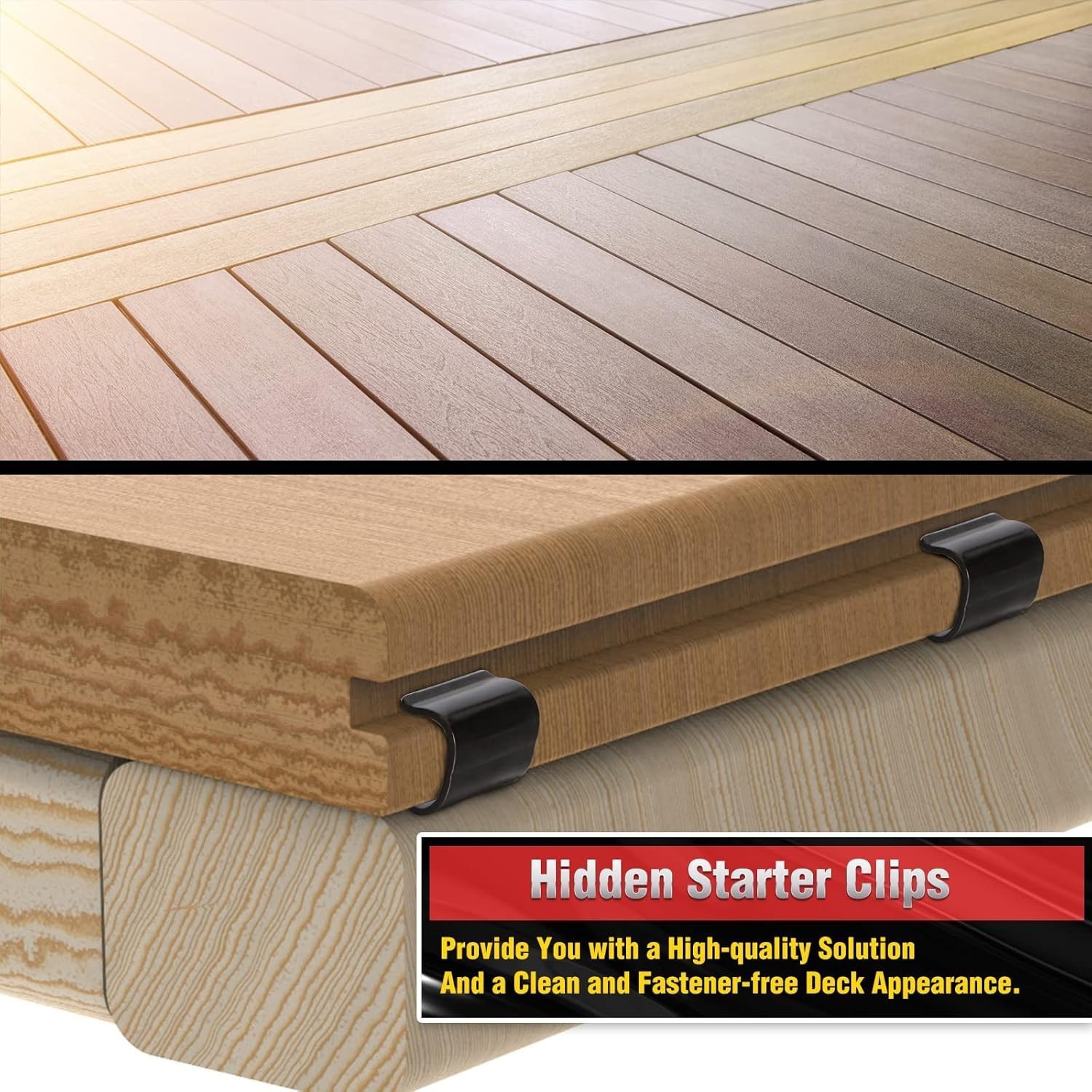 Start Clips – Universal Hidden Fasteners for Composite Decking (36 Pack, Black)
