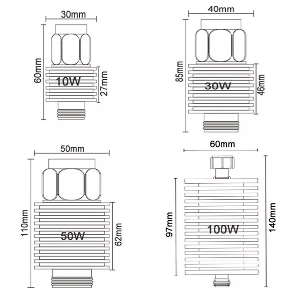RF Coaxial Attenuator N Type Male to Female 10W 30W 50W 100W 1-40dB 3GHz 50 ohm