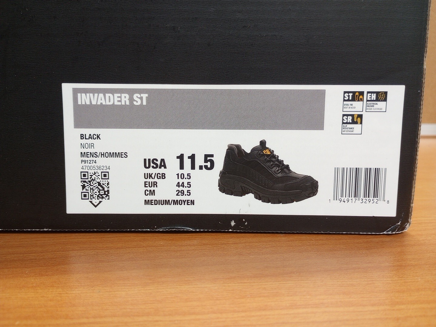 CAT Footwear Men’s Invader Steel Toe Work Shoe Black 11.5