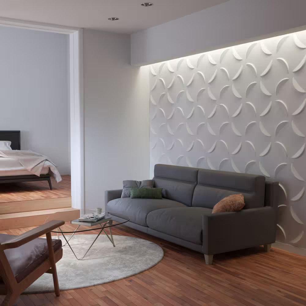 Pinwheel White 1 In. X 1-3/5 Ft. X 1-3/5 Ft. White PVC Decorative Wall Paneling