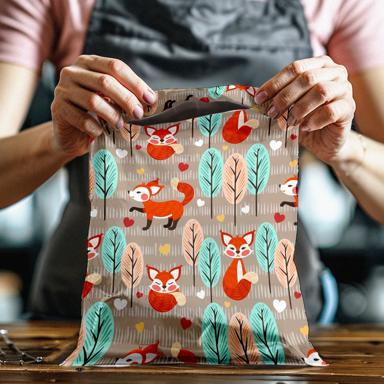 100 PCS 10×13 Inch Fox Designer Poly Mailers Shipping Envelopes Printed Bags