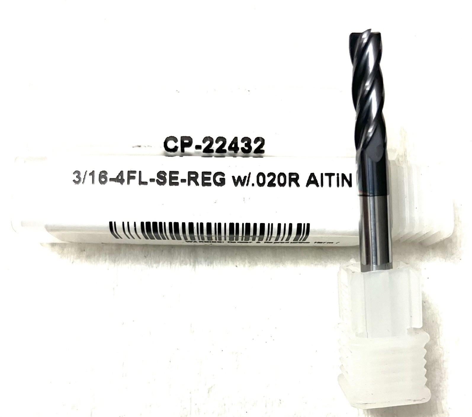 Carbide Plus CP-22432 3/16″ 4FL Corner Radius End Mill 0.02R Carbide AlTiN NEW