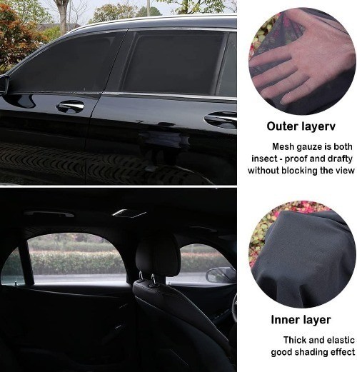 Upgrade Stretchable & Breathable Car Window Shade – Ov Color: Rear window/2pcs