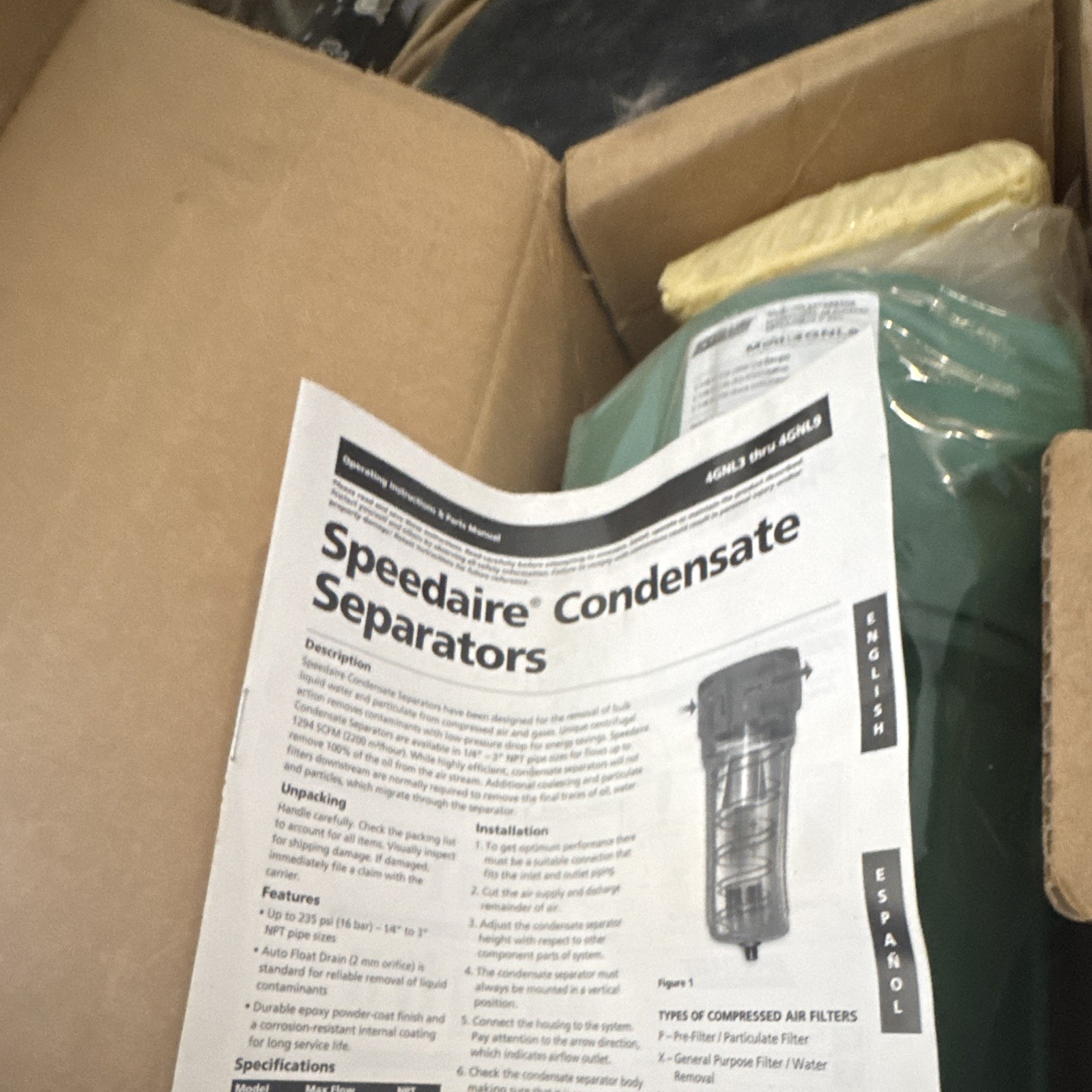 Speedaire Moisture Separator 4GNL6 1″ 175 SCFM Without Gauge