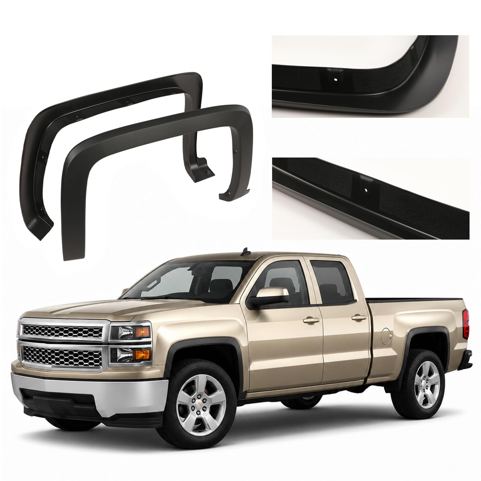 Fender Flare For 14-18 Silverado 1500 15-19 2500HD 3500HD Fleetside Not Dually