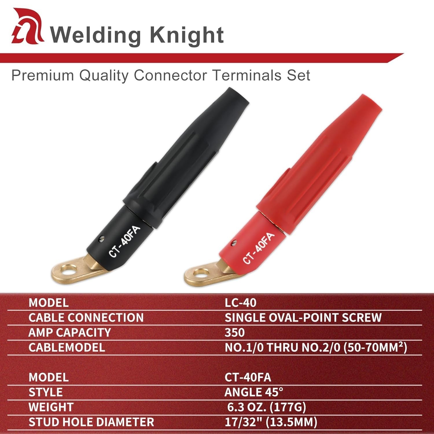 CT-40FA Welding Terminals & LC-40 Male Cable Connectors, Welder Leads Connect…