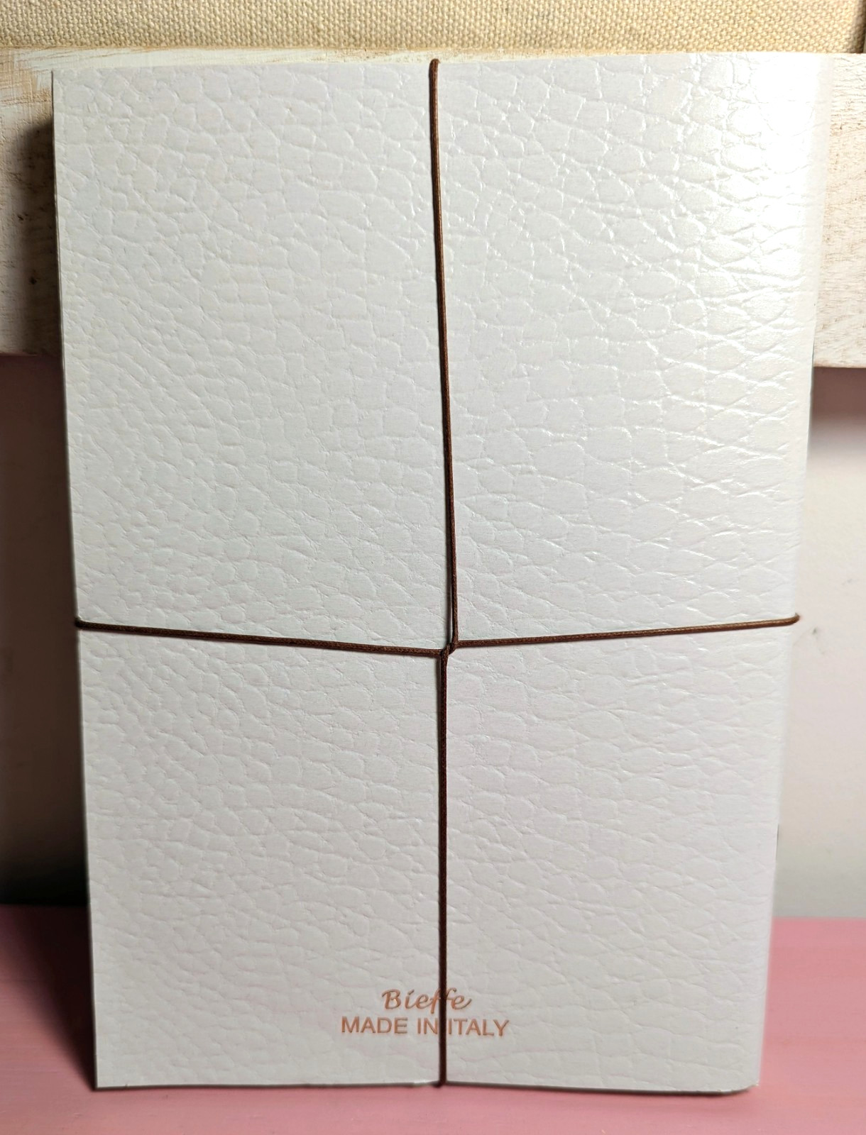 Bieffe Journal Notebook Made in Italy Set of 3 White Faux Leather Cross Logo