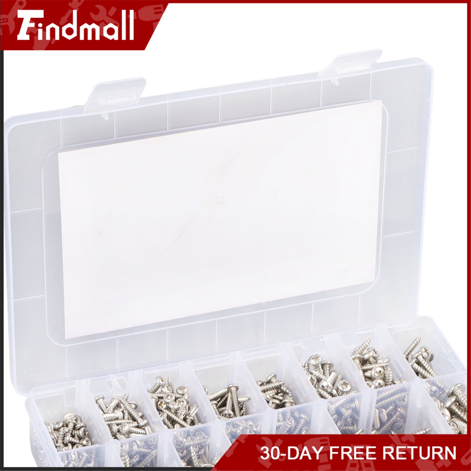 Findmall 780 PCS Pan Head Sheet Metal Screws Assortment Kit #4#6#8#10 Stainless