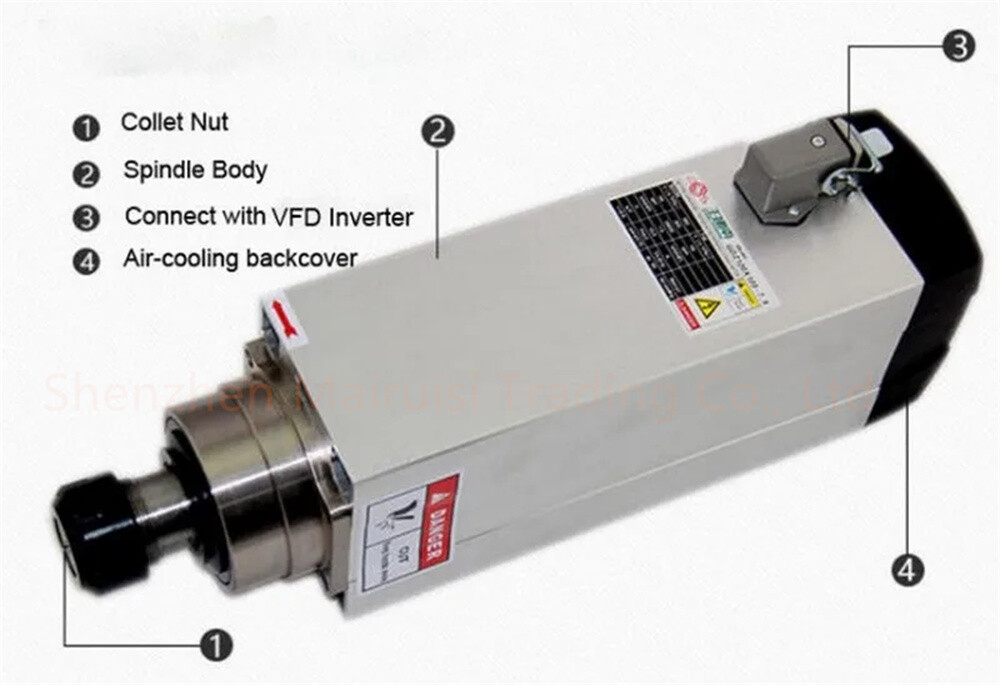 Air-cooled CNC Spindle Motor 220V 2.2KW ER25 18000rpm CNC Woodworking 93*82mm