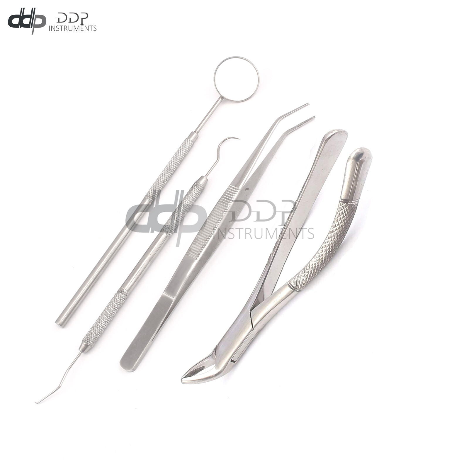 4 PC BASIC DENTAL EXTRACTING FORCEPS #151 COLLEGE PLIERS PROBE MIRROR #5 SET KIT