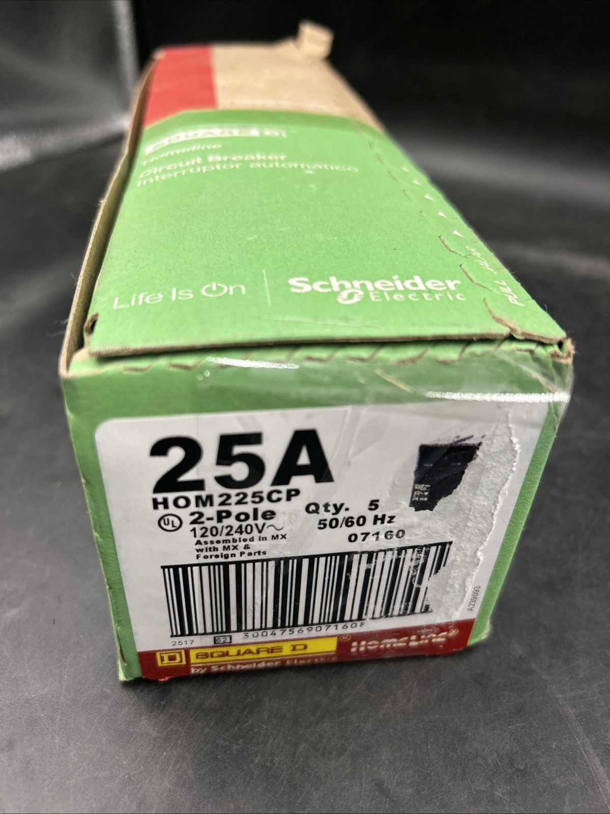 Homeline 25 Amp 2-Pole Circuit Breaker(Hom225Cp) Pack Of 5