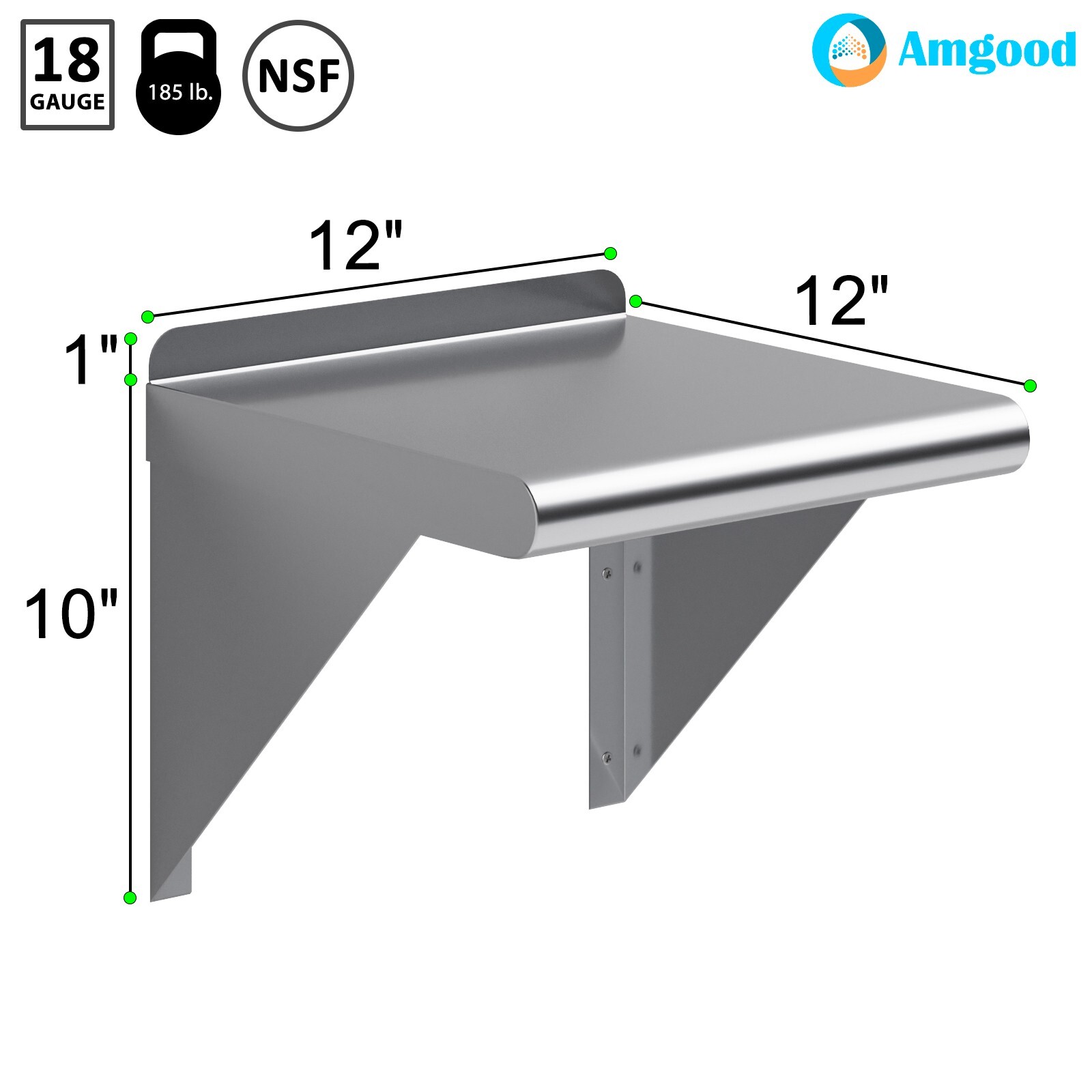 12 in. x 12 in. Stainless Steel Wall Shelf