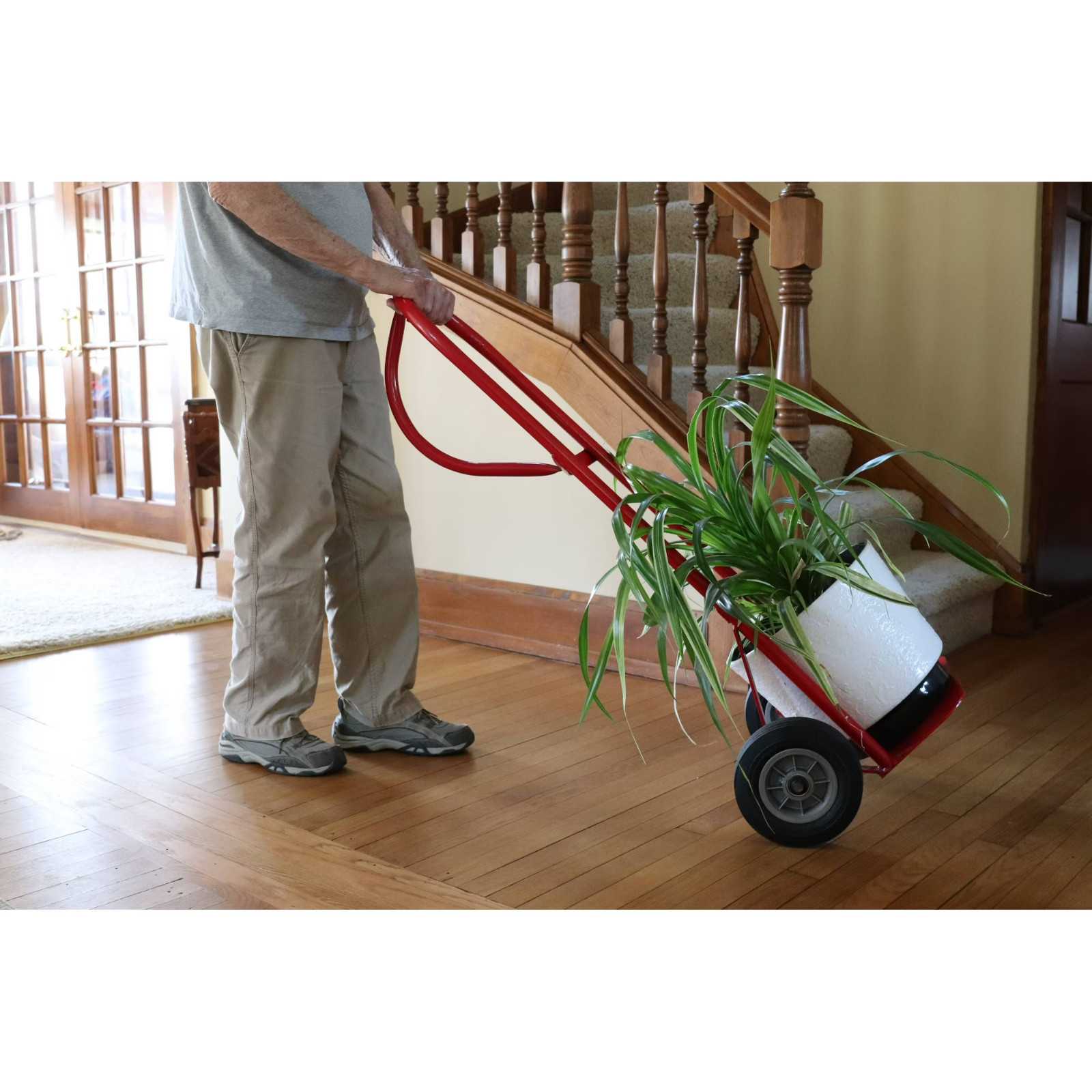 Milwaukee 600 lb Steel P-Handle Hand Truck Heavy Duty Moving Dolly Flat FreeTire