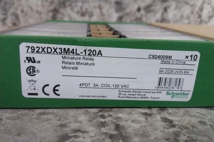Schneider 792XDX3M4L-120A 10 Pk 120VAC Coil Voltage General Purpose Relay