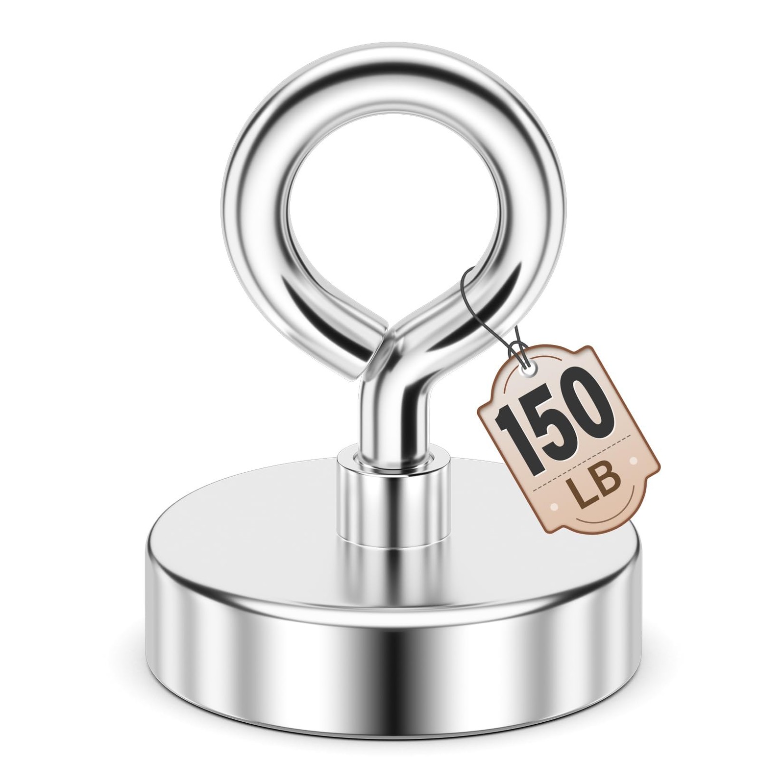 Neodymium Fishing Magnet 150Lbs Pulling Force Strong Magnet w/ Lifting Eye Bolt
