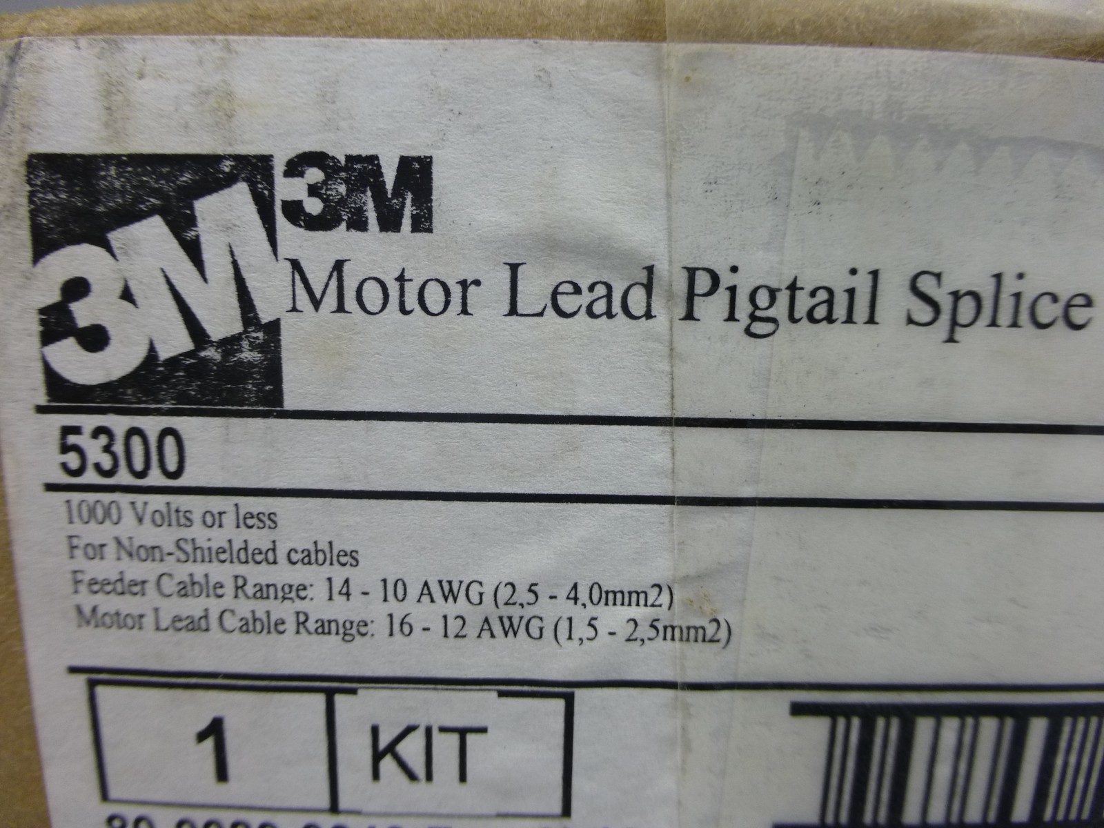 3M 5300 Motor Lead Pigtail Splice, 14-10 AWG (Feeder), 16-1 AWG (Motor Lead),…