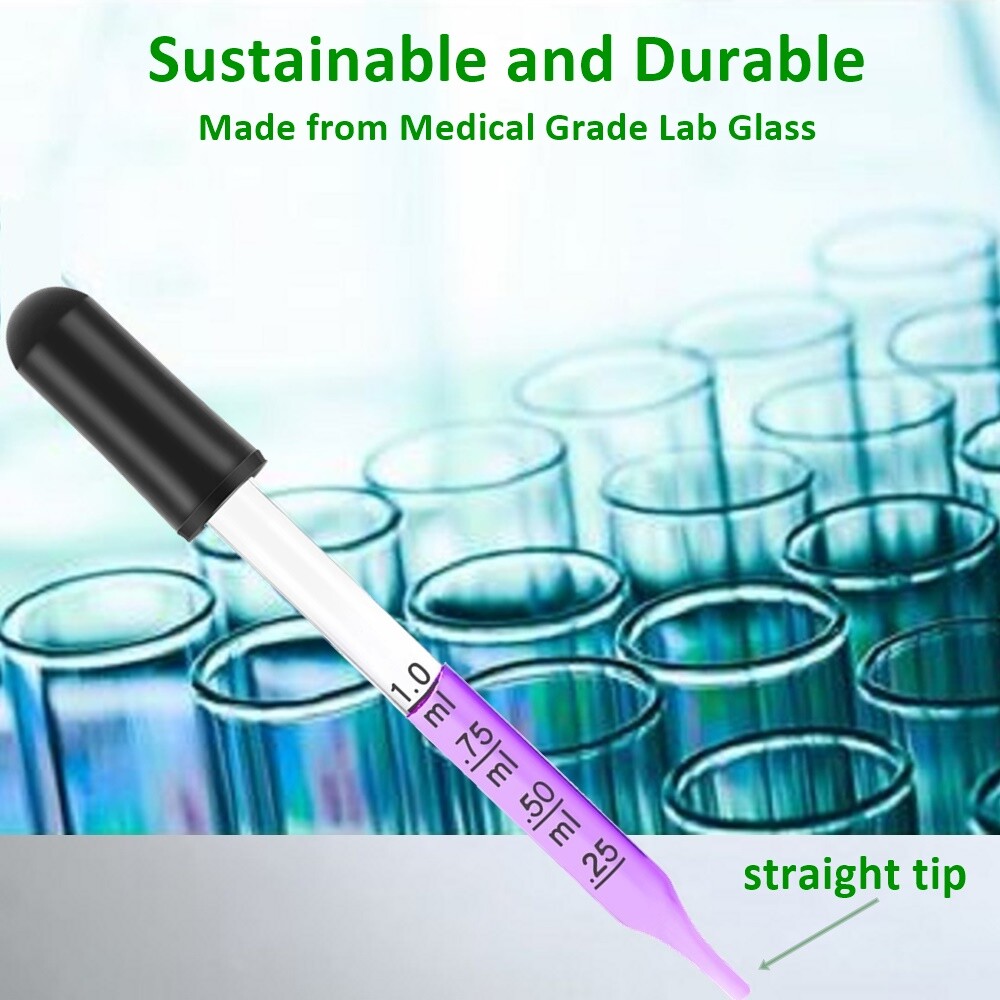 Glass Stirring Rods+Graduated Droppers for Lab,Kitchen,Science Education 4/Pack