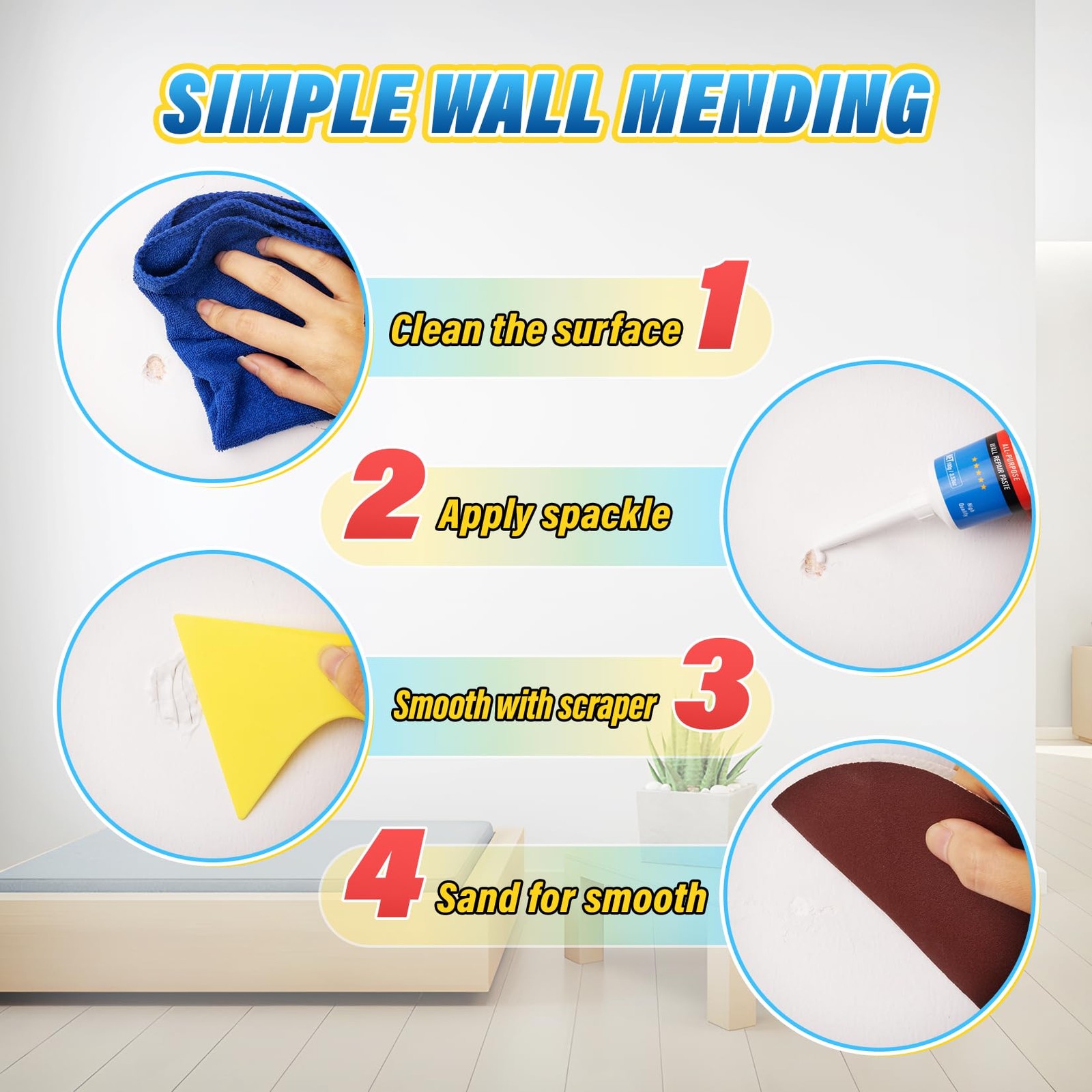 -Drywall-Repair-Kit-Fast-Drying, Wall Mending Agent, 9 Pack Spackle Wall Repair