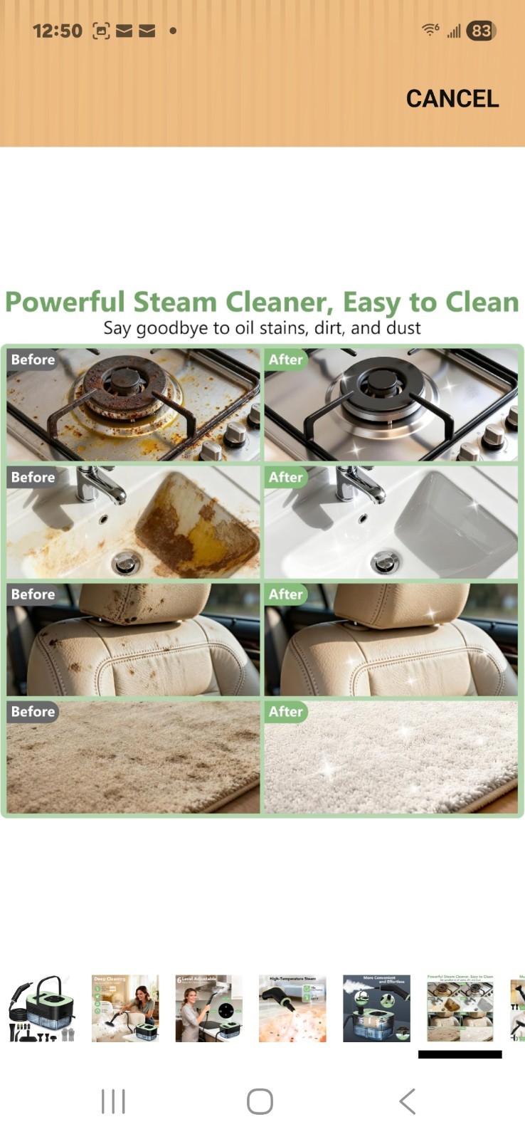 Portable Handheld Steam Cleaner with 16 Accessories, 15s Heat-Up, 221°F