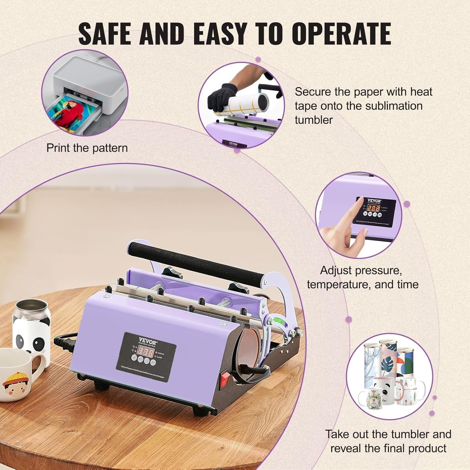 Safety-Enriched 11-30oz Tumbler Sublimation Machine – Ideal for Creative Gifts