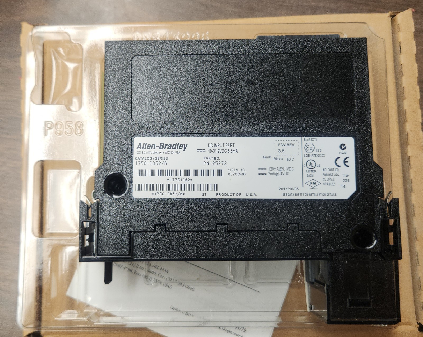 Allen Bradley 1756-IB32 /B ControlLogix Digital DC Input Module