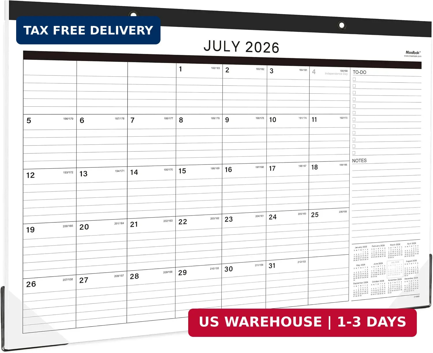 Desk Calendar 2026-2027 – 18 Months Wall Calendar 2026-2027, Jul 2026 – Dec 2027