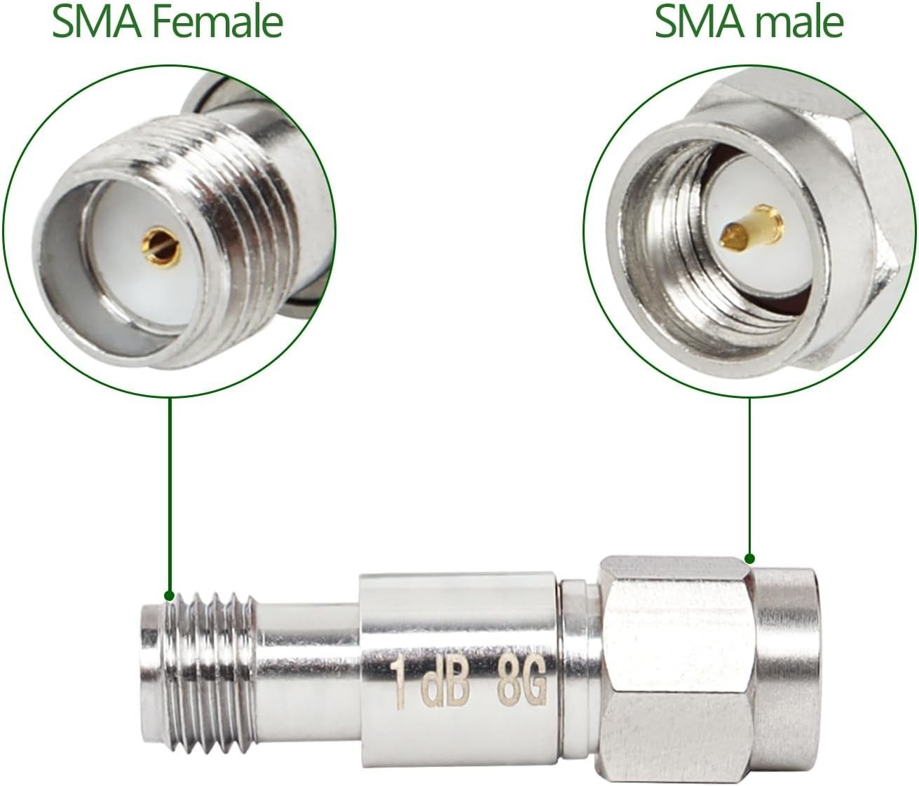 SMA Attenuator 10db 20db 5db 2W 50 Ohm DC-8GHz in-Line Provides from 1dB to 50dB