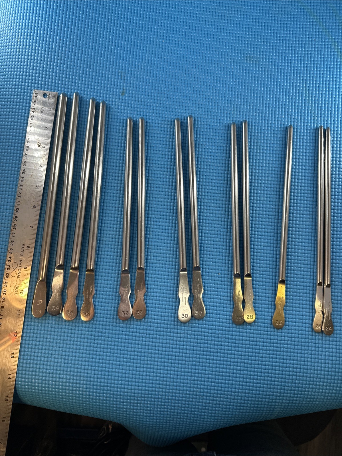 13 Each Jewet urethral sounds 11” Fr 24, 26, 28, 30, 32, 34 Fr Miltex,