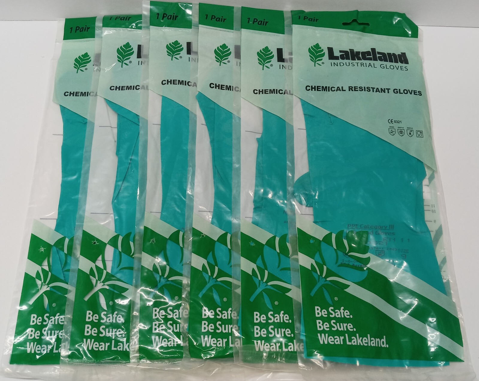 Lot of 6 Pair Lakeland Industrial Chemical Resistant Nitrosol Gloves Size 9