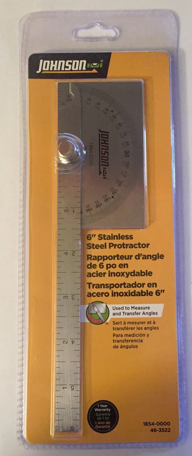 JOHNSON 6″ STAINLESS STEEL PROTRACTOR and 6″ SS RULER 1854-0000 1852-0600