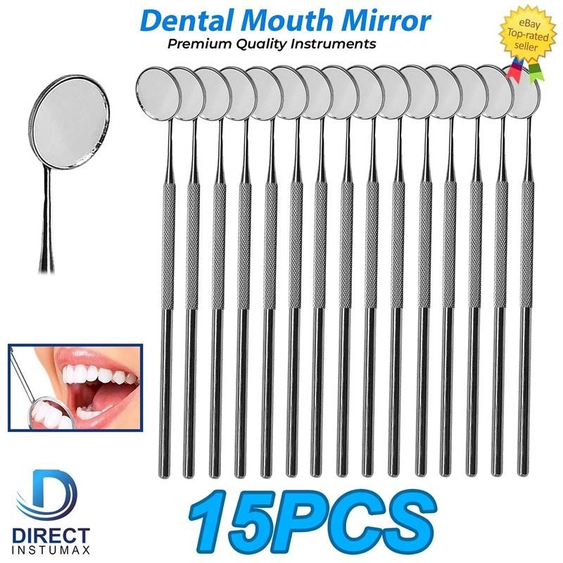 15 Pcs Dental Mouth Mirror #5 w/Handle Dental Instruments German Grade Stainless