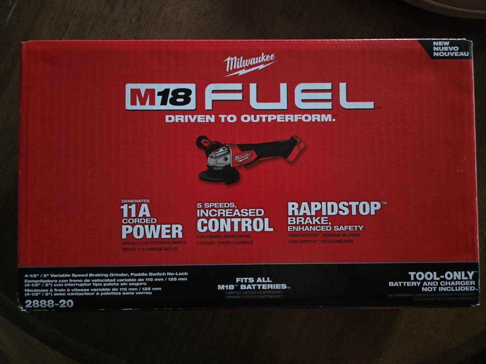 Milwaukee Electric Tool 2888-20 18V Fuel 4-1/2″ / 5″ Cordless Variable Speed