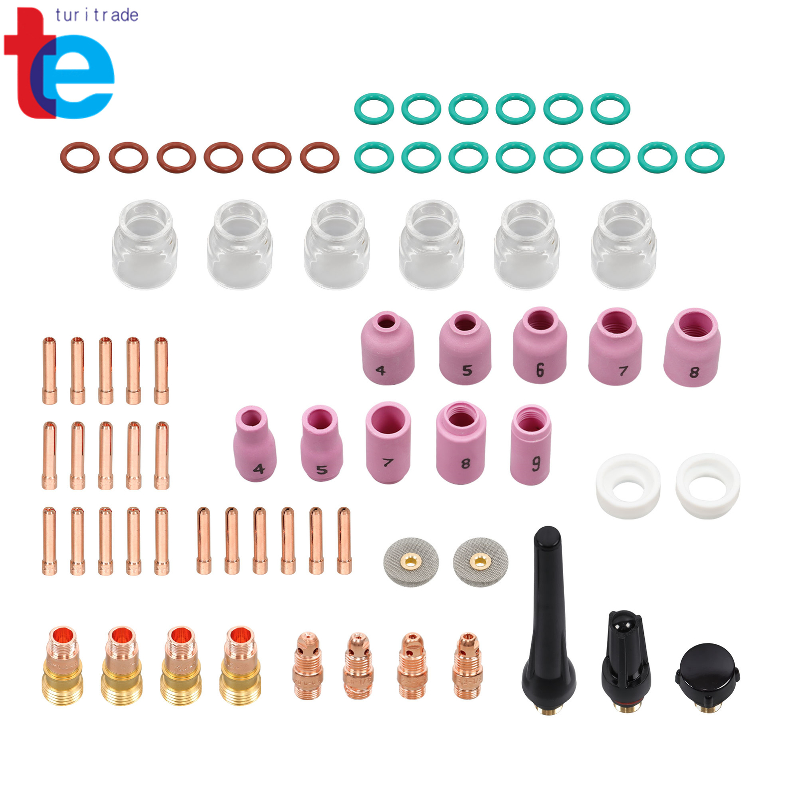 TIG Welding Torch Stubby Gas Lens #12 Pyrex Glass Cup Kit For WP-17/18/26 71Pcs