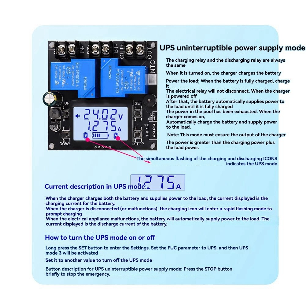 XY-BT13L 30A- for battery charging and discharging with power detection protection
