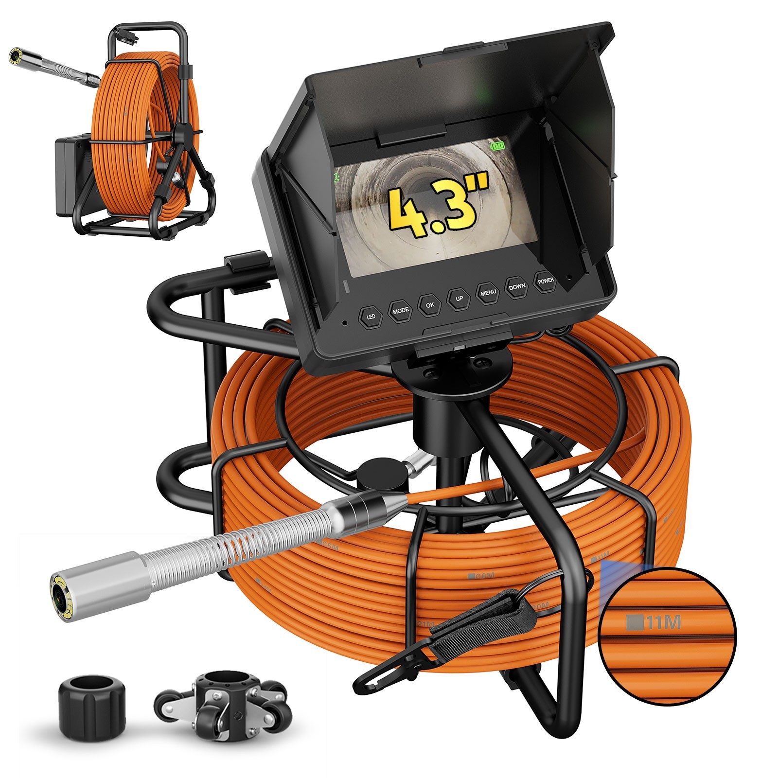 30M Sewer Pipe Inspection Camera, DVR Pipeline Industrial Endoscope 4.3″in IP68