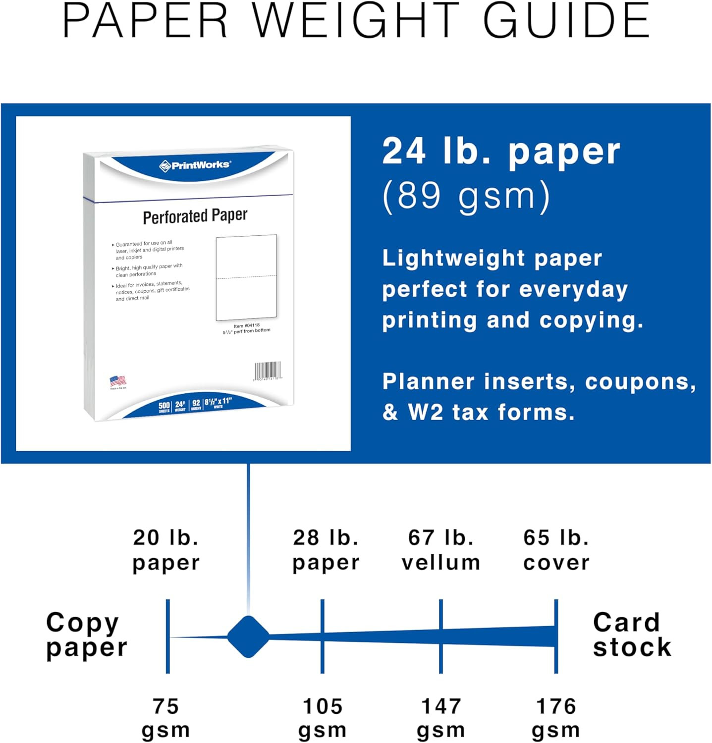 Professional Perforated Paper, 500 Sheets, 2 Part Perf