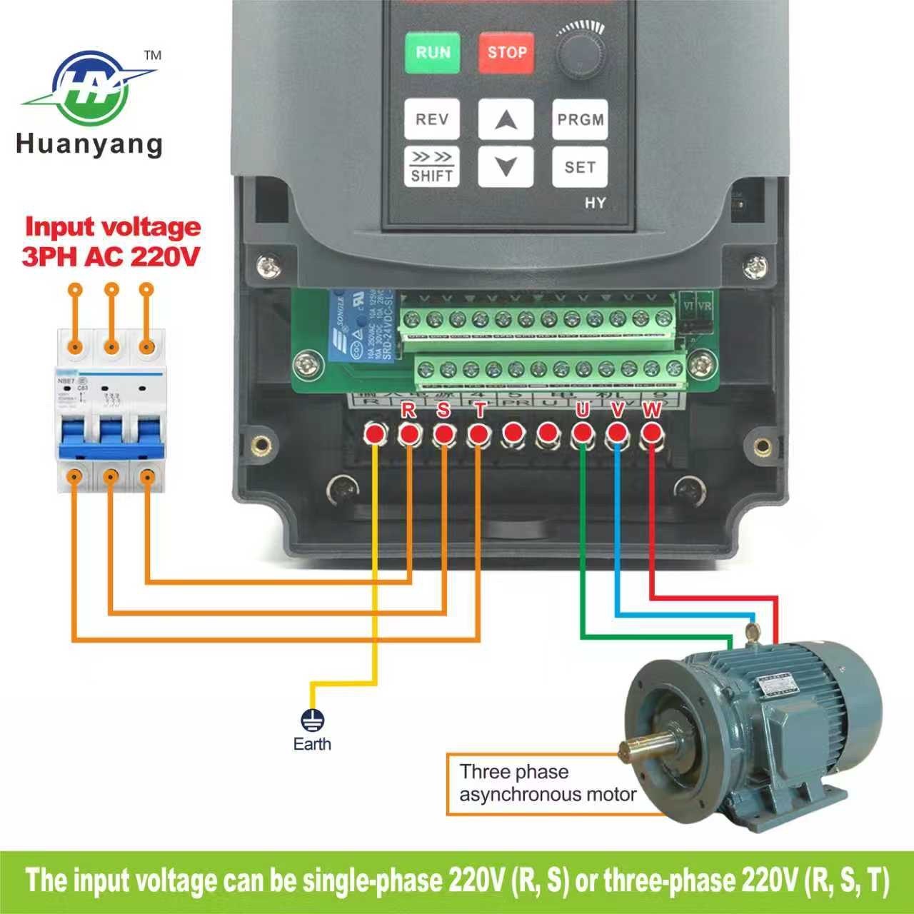 Huanyang VFD 220V 4.0kw 5HP Variable Frequency Drive Inverter Convert for Motor