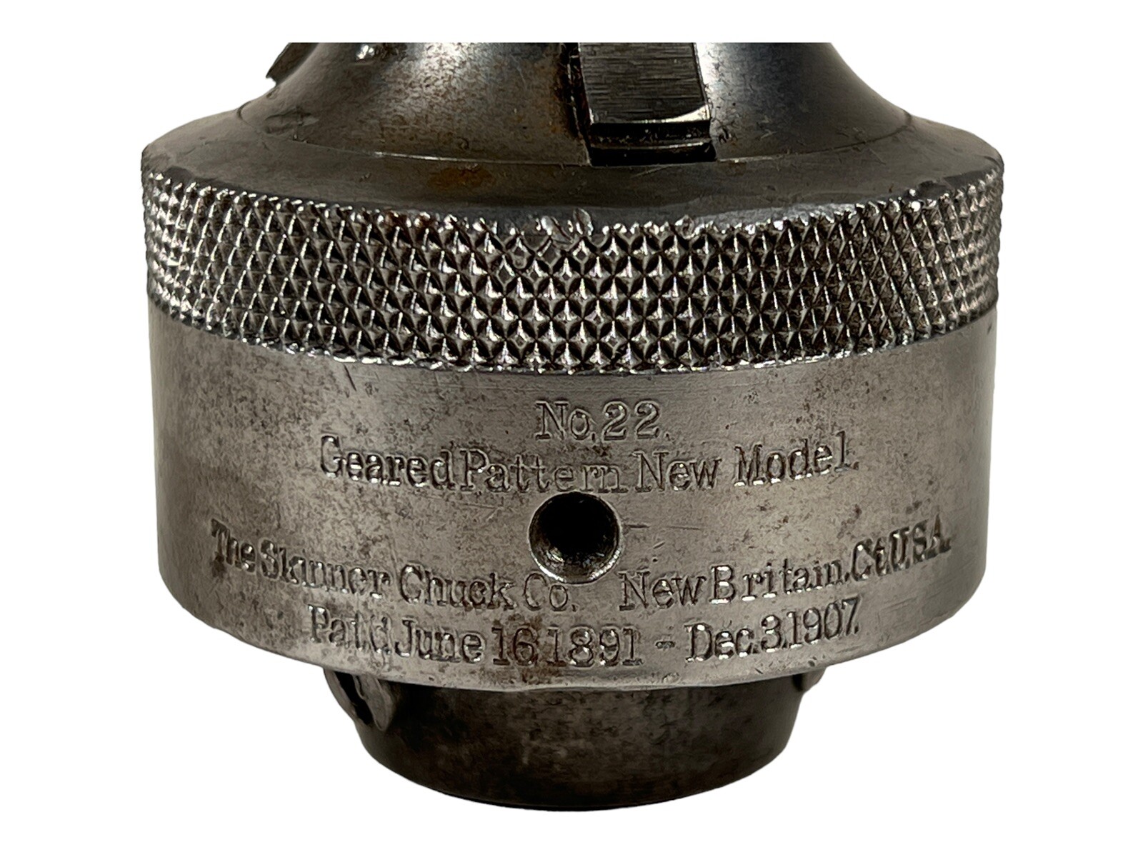 AUTHENTIC SIGNED SKINNER CHUCK CO. NO 22 GEARED PATTERN NEW MODEL DRILL CHUCK