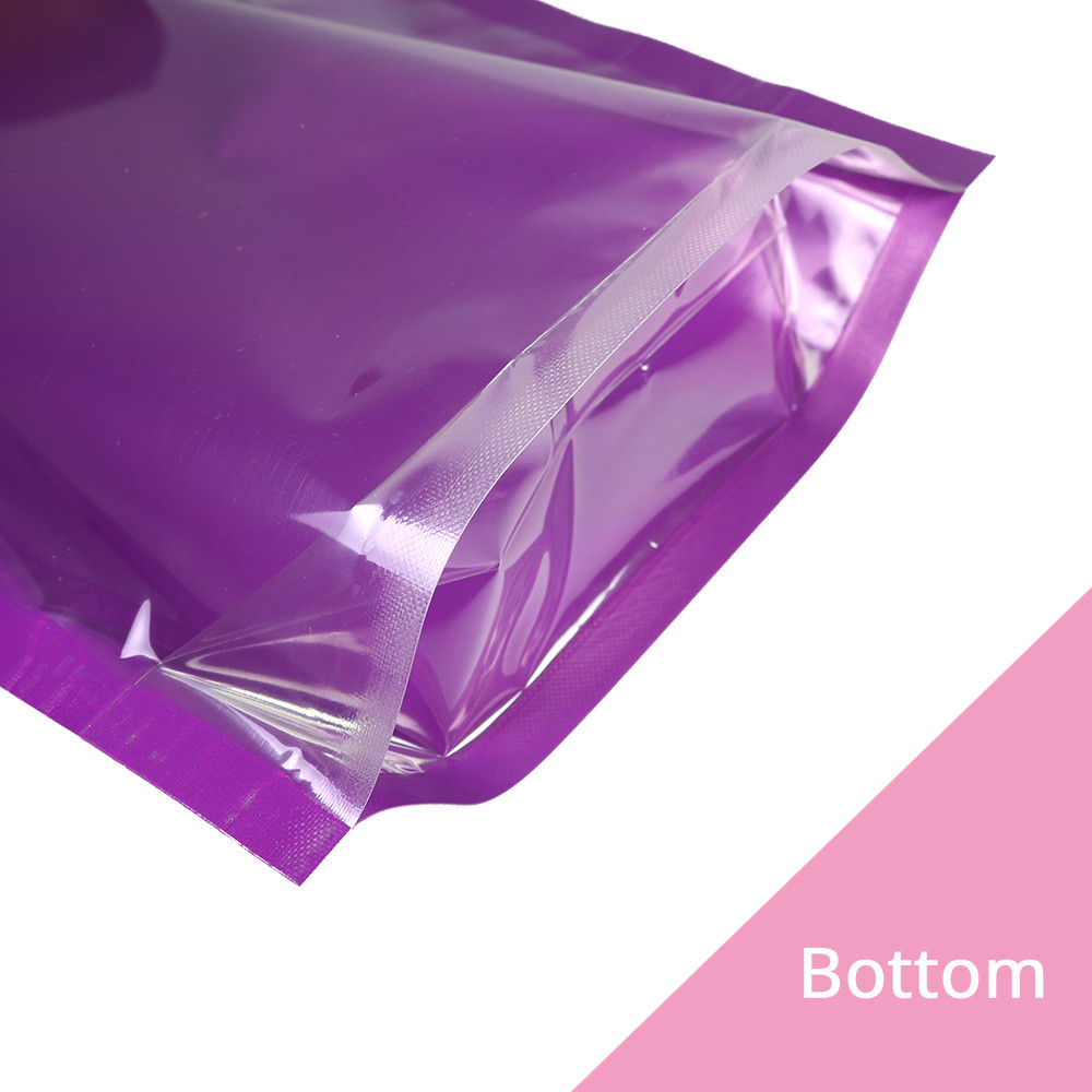 3~51.2oz Glossy Clear Front Color Inside Silver Back Foil Stand up Zip Lock Bag