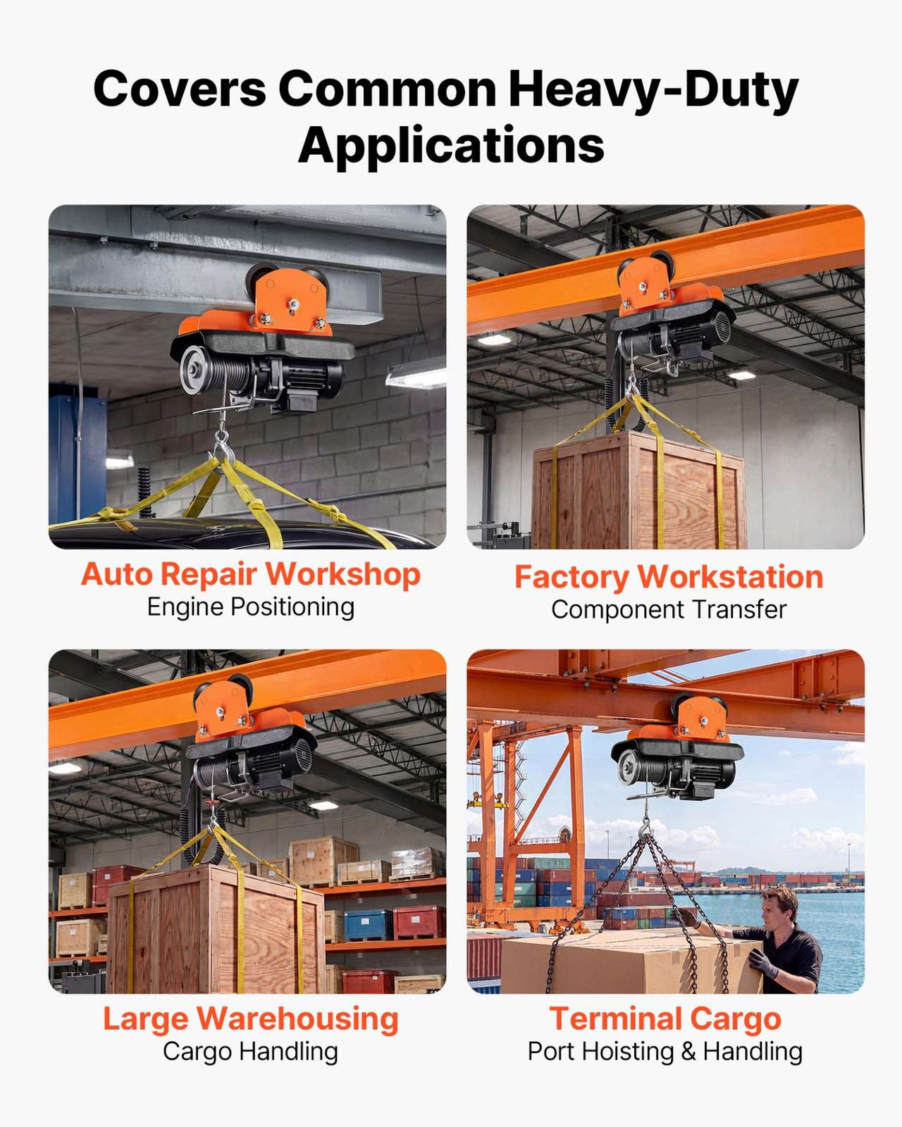 0.5 Ton Manual Trolley 1100LB Push Beam Trolley for Electric Hoists